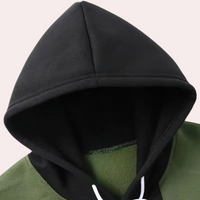 Schwarzer Kapuzenpullover, grün, Baumwolle, Unisex, modisch, Freizeitkleidung, Herbstmode.