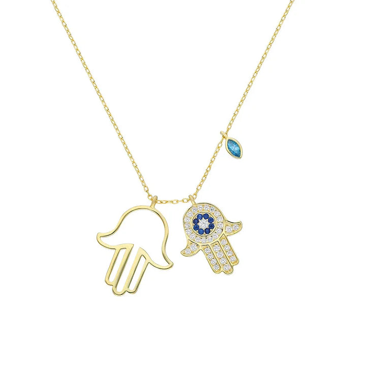 Necklace with Fatima's Hand and Evil Eye – Yasmin