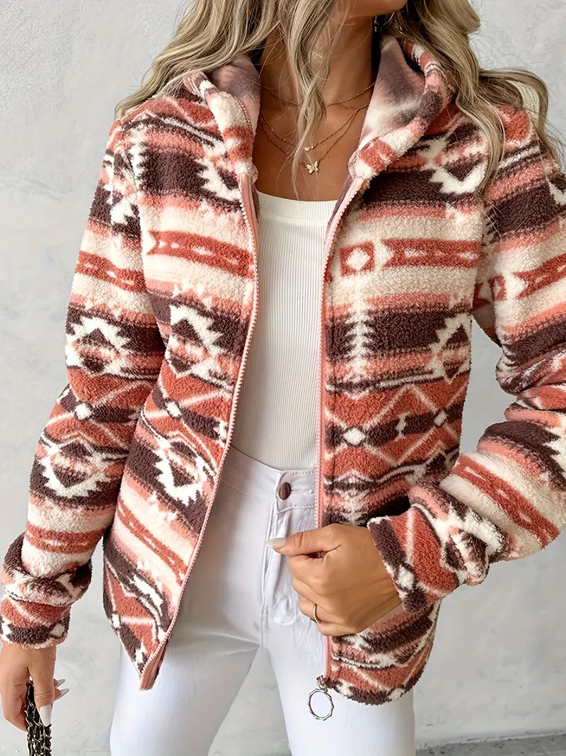 Damen Teddy-Weste mit Aztekenmuster – Nayeli