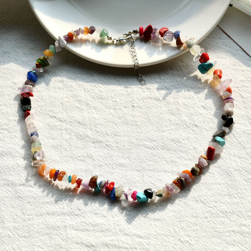 Stylishly Shaped Polished Crystal Necklace - Lina