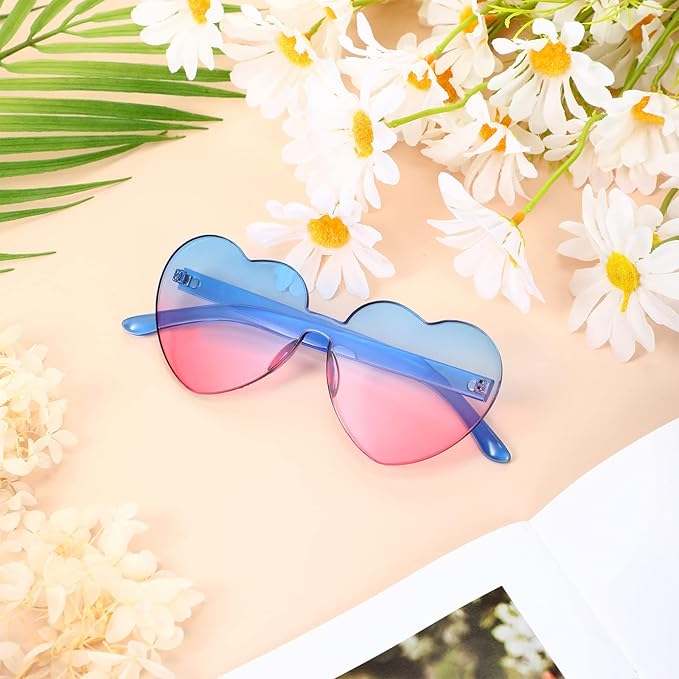 Trendy Heart Frameless Sunglasses in Transparent Look - HeartBlitz