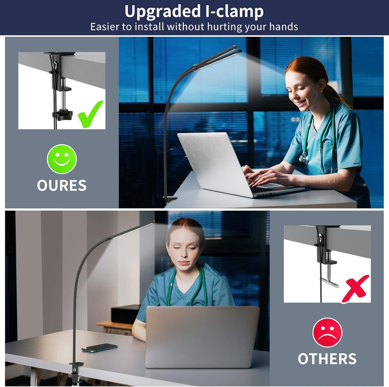 77 LED Schreibtisch-Klemmleuchte mit 70 cm flexiblem Schwanenhals – Ravien