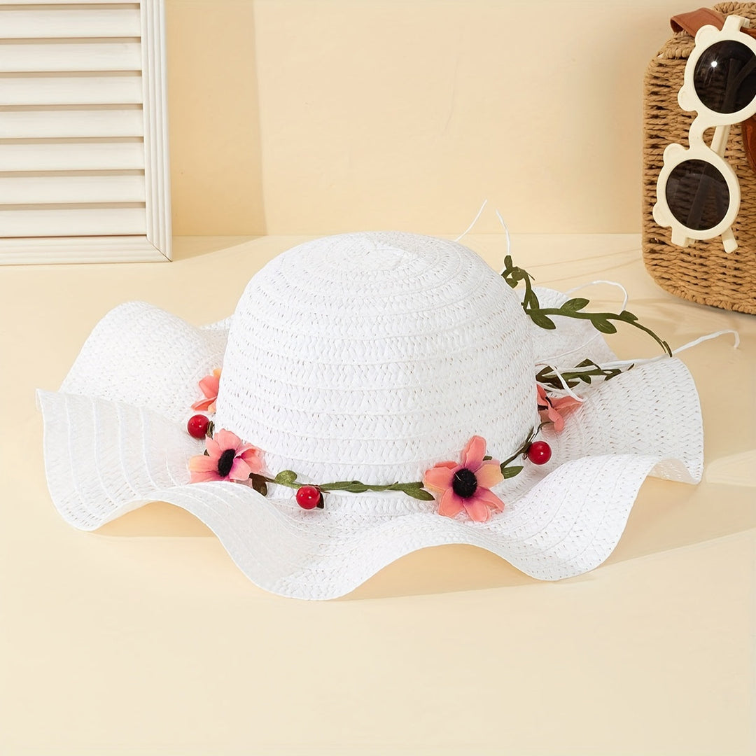 Women's Summer Straw Hat with Flower and Fruit Details – Solène