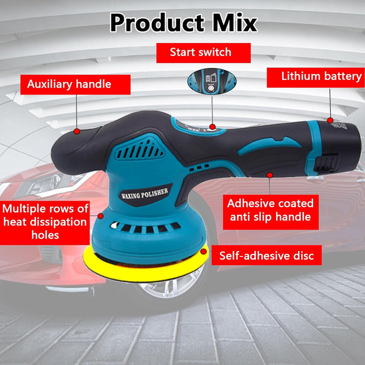 Pulidora de coche inalámbrica con doble batería y control de 8 velocidades – Torvex