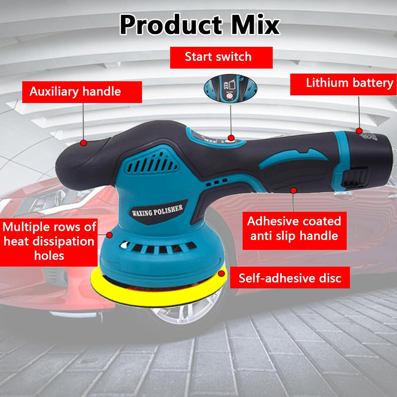 Pulidora de coche inalámbrica con doble batería y control de 8 velocidades – Torvex
