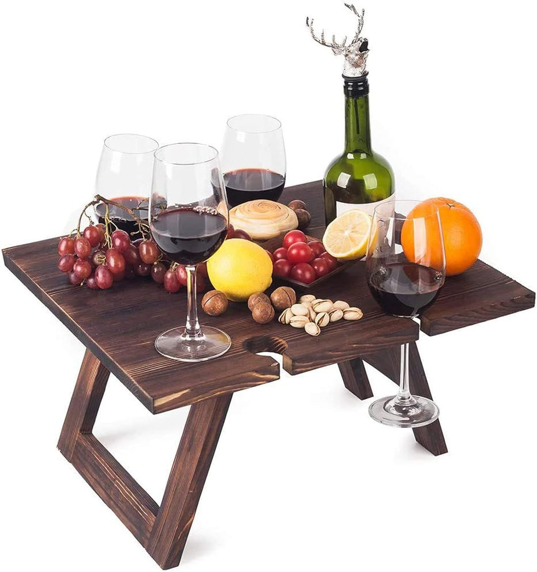 Portable wooden wine rack table