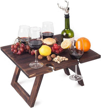 Portable wooden wine rack table