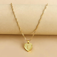 Golden Initial Heart Pendant Necklace - Amara