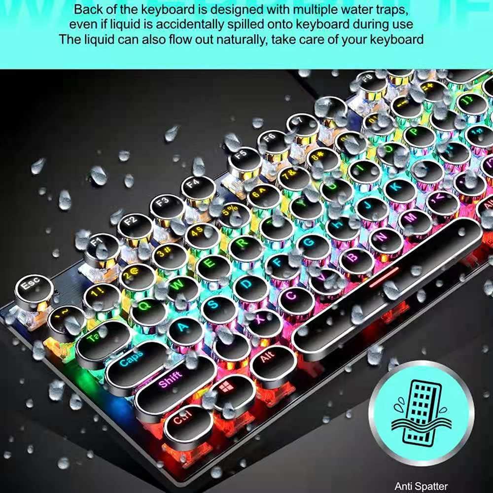 87-tasters mekanisk gaming-tastatur RGB baggrundsbelyst blå kontakter