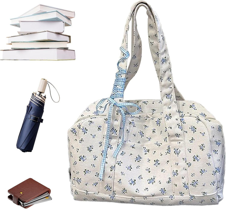 Bow Duffle Bag – Große Canvas-Wochenendtasche mit Bandakzent – Floria
