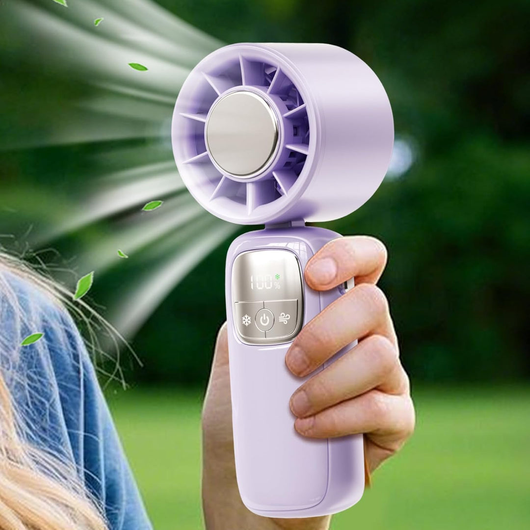 Portable Foldable Hand Fan with LED Display 100 Speeds