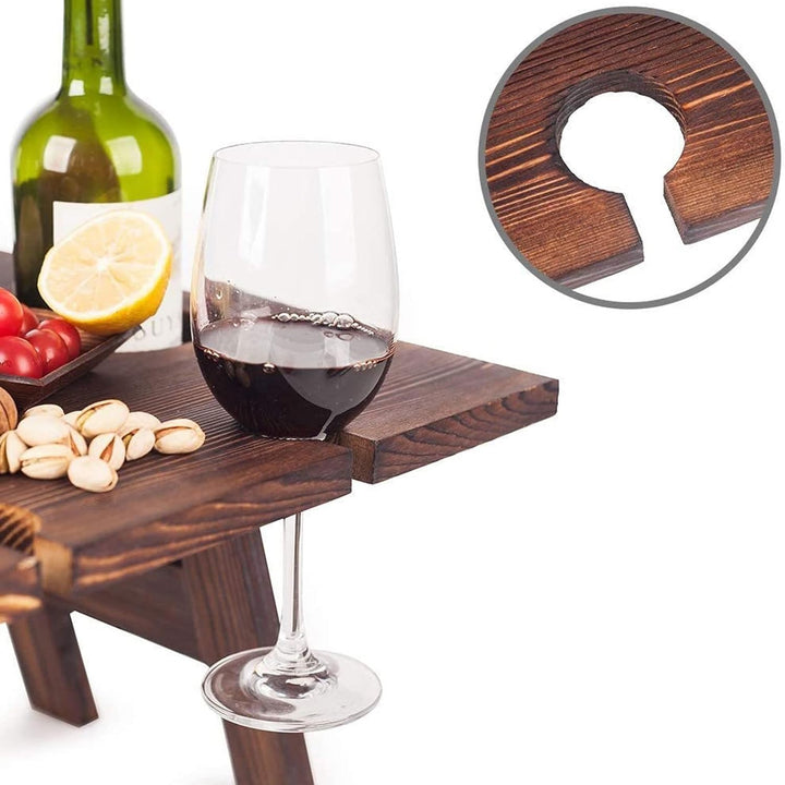 Portable wooden wine rack table