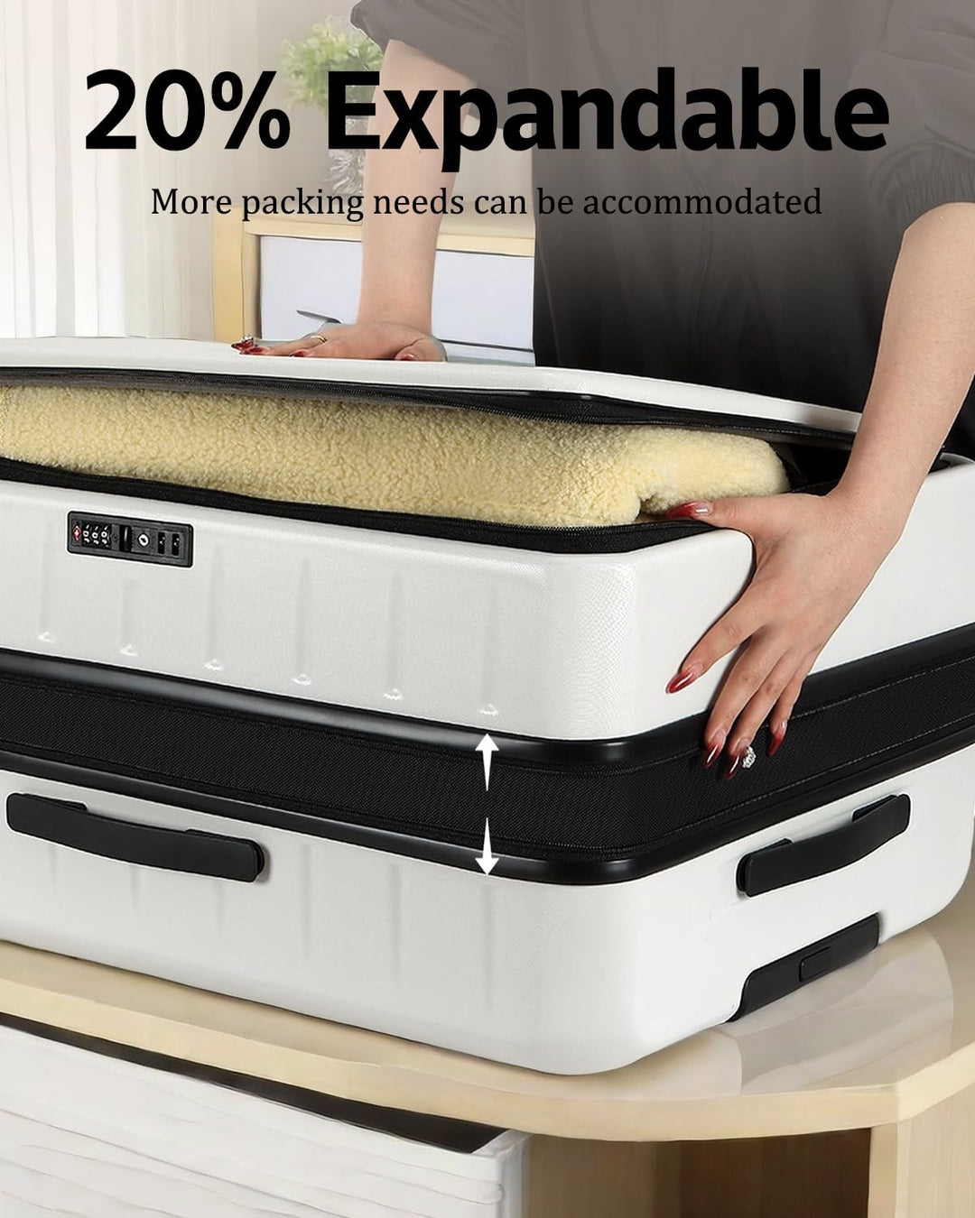 Maleta rígida expandible con compartimento frontal y cerradura TSA