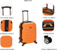Light expandable hard shell suitcase with double spinner wheels