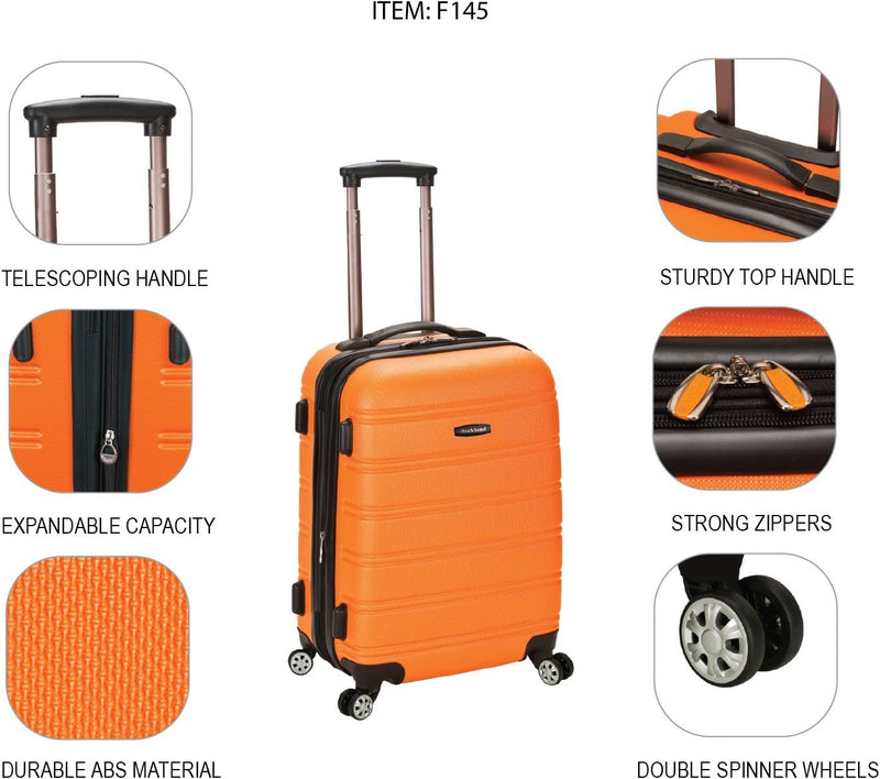 Light expandable hard shell suitcase with double spinner wheels