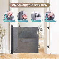 Rejilla de seguridad para niños con red retráctil y cierre automático – Kivora