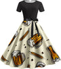 Bierkrug-&-Brezn-Kleid mit Taillenband – Anna Oktoberfest 2025