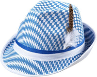 Sombrero tradicional con patrón de rombos y pluma – BayernStyle Oktoberfest 2025