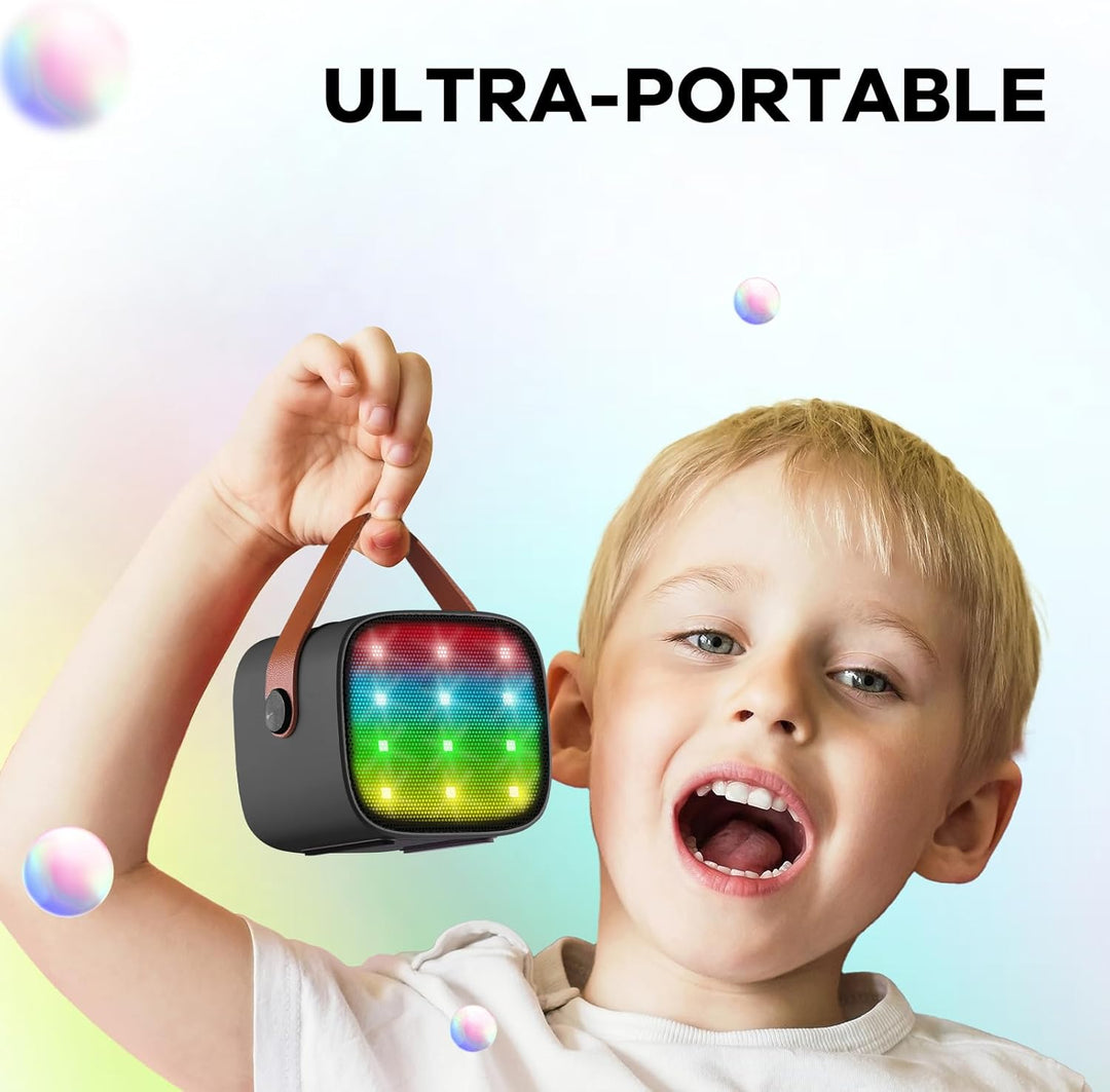 Máquina de karaoke mini portátil con altavoz Bluetooth y 2 micrófonos inalámbricos – Veylo