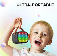 Máquina de karaoke mini portátil con altavoz Bluetooth y 2 micrófonos inalámbricos – Veylo