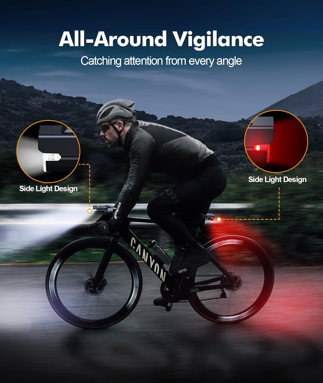 Rechargeable Bicycle Light Set with 3+6 Modes and Side Lighting – RoadBeam