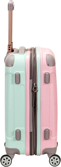 Light expandable hard shell suitcase with double spinner wheels