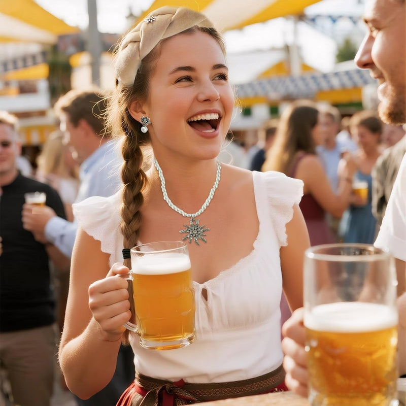 Conjunto de joyería Edelweiß con perlas – TrachtenZauber Oktoberfest 2025