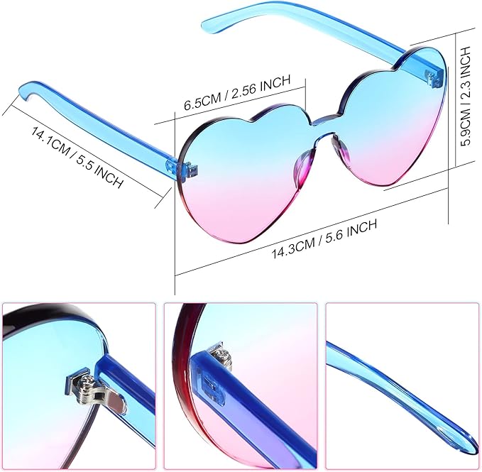 Trendy Heart Frameless Sunglasses in Transparent Look - HeartBlitz