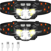 Paquete de 2 Linternas Frontales LED Recargables Ultra Brillantes con Sensor de Movimiento – Lumivor