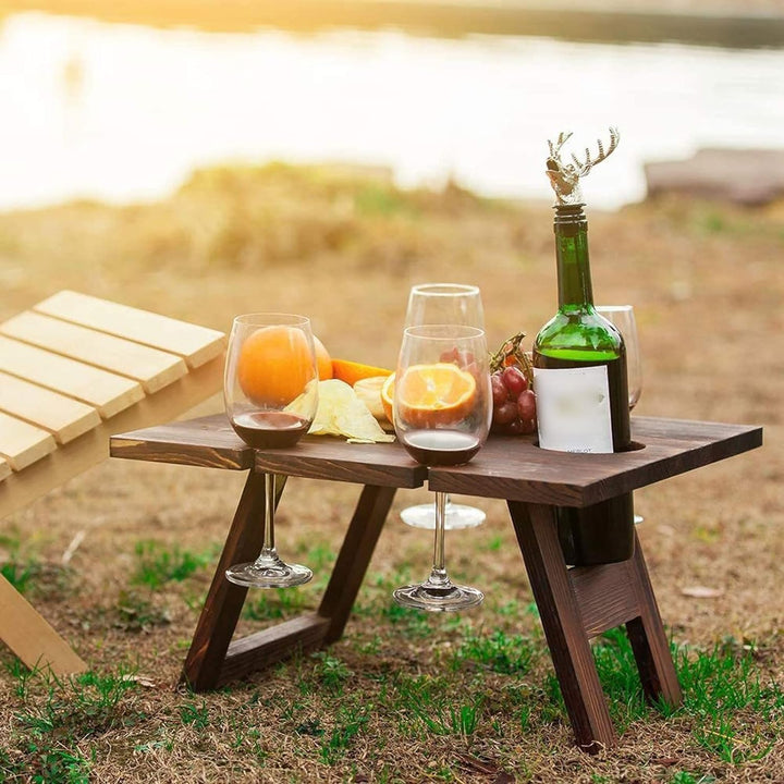 Portable wooden wine rack table