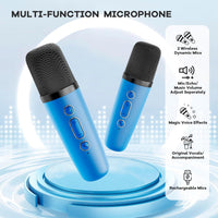 Máquina de karaoke mini portátil con altavoz Bluetooth y 2 micrófonos inalámbricos – Veylo