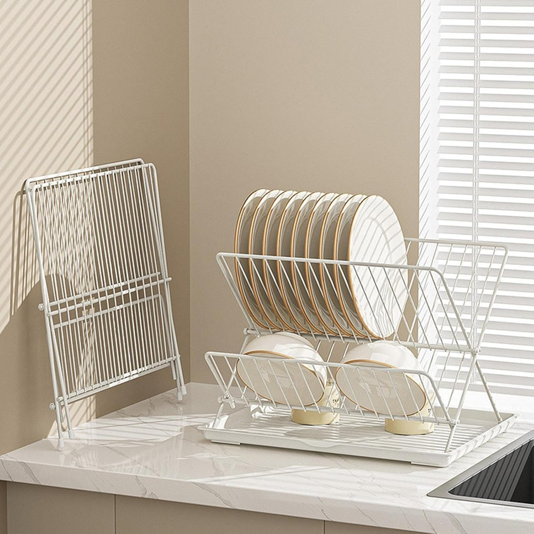 Foldable Dish Drainer – 2-Tier Kitchen Rack with Removable Tray – Kelvra