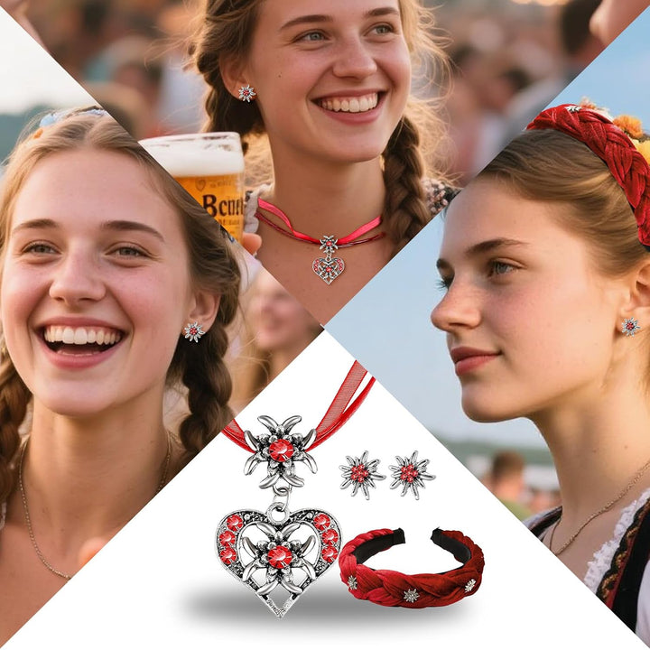Conjunto de joyería Edelweiß con perlas – TrachtenZauber Oktoberfest 2025
