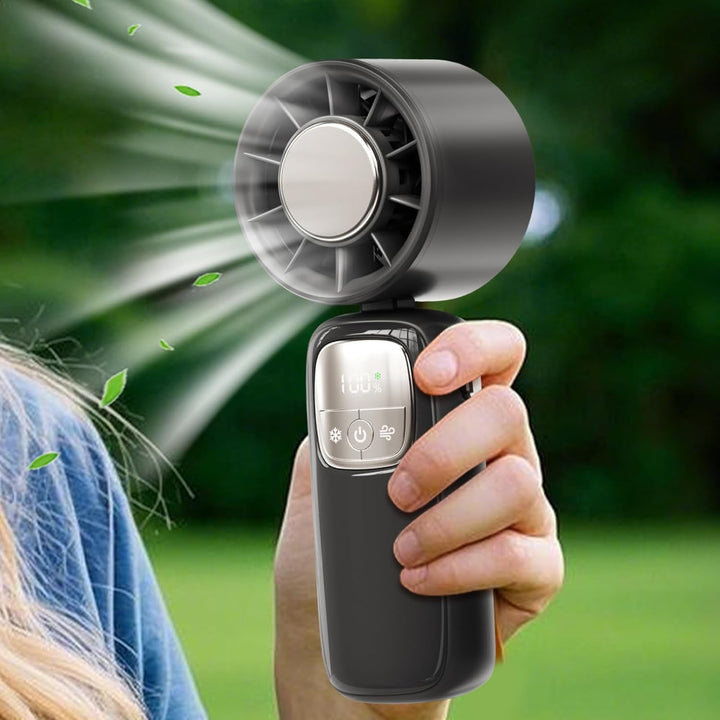 Portable Foldable Hand Fan with LED Display 100 Speeds