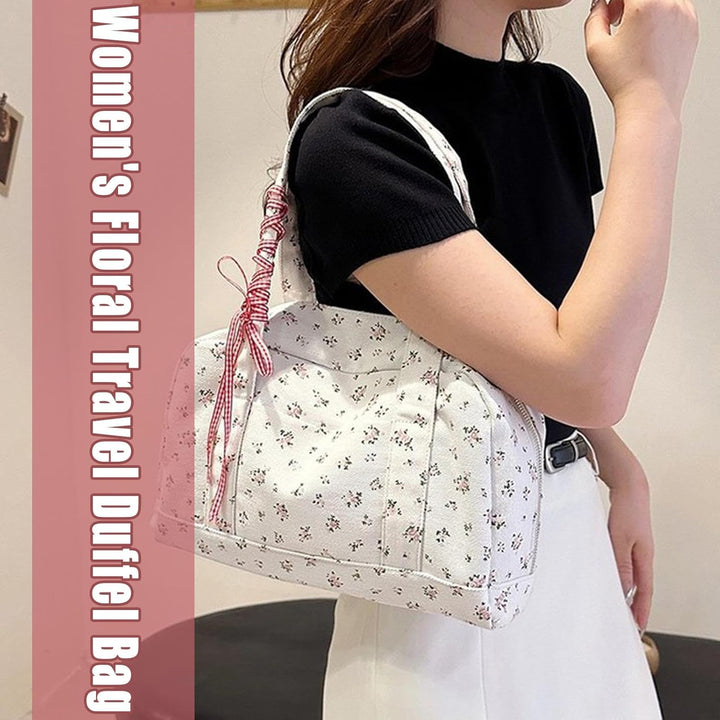 Bow Duffle Bag – Große Canvas-Wochenendtasche mit Bandakzent – Floria