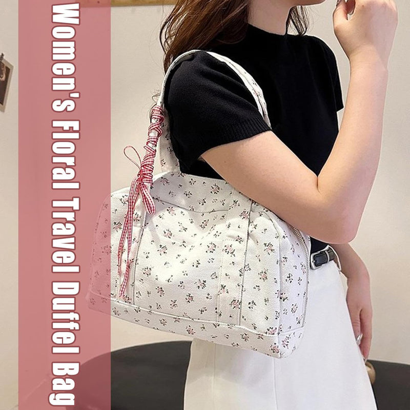 Bow Duffle Bag – Große Canvas-Wochenendtasche mit Bandakzent – Floria