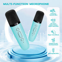 Máquina de karaoke mini portátil con altavoz Bluetooth y 2 micrófonos inalámbricos – Veylo