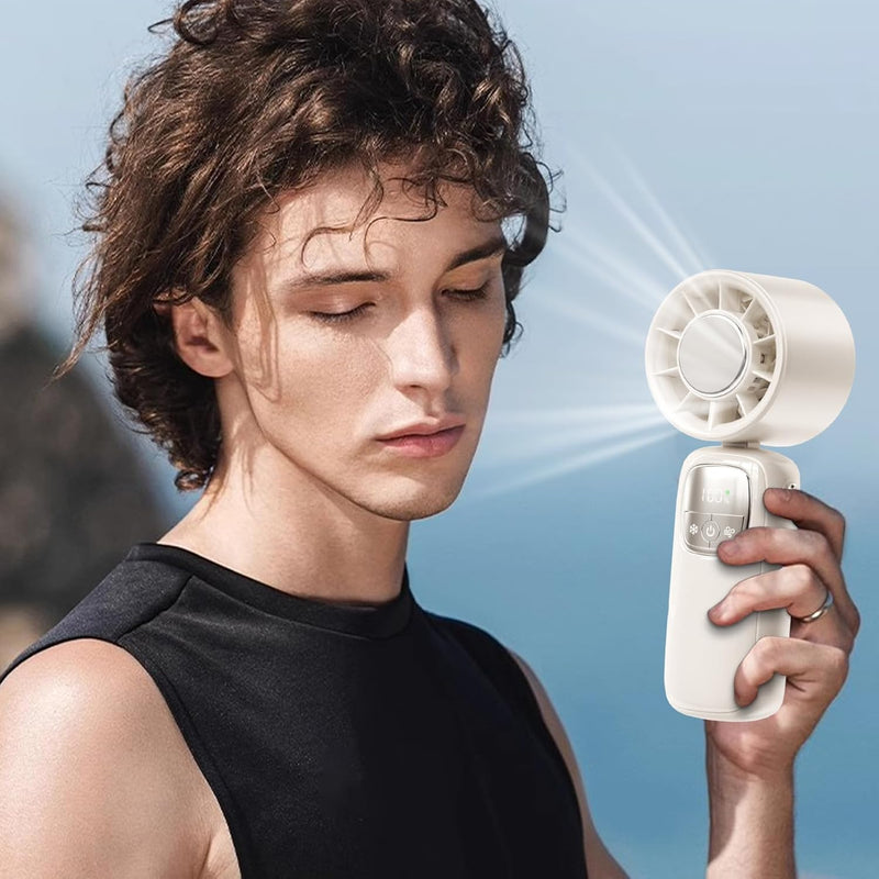 Portable Foldable Hand Fan with LED Display 100 Speeds