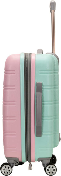 Light expandable hard shell suitcase with double spinner wheels