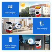 Solar-Motionsensoralarm mit 120dB Sirene und LED-Stroboskop – Feronix