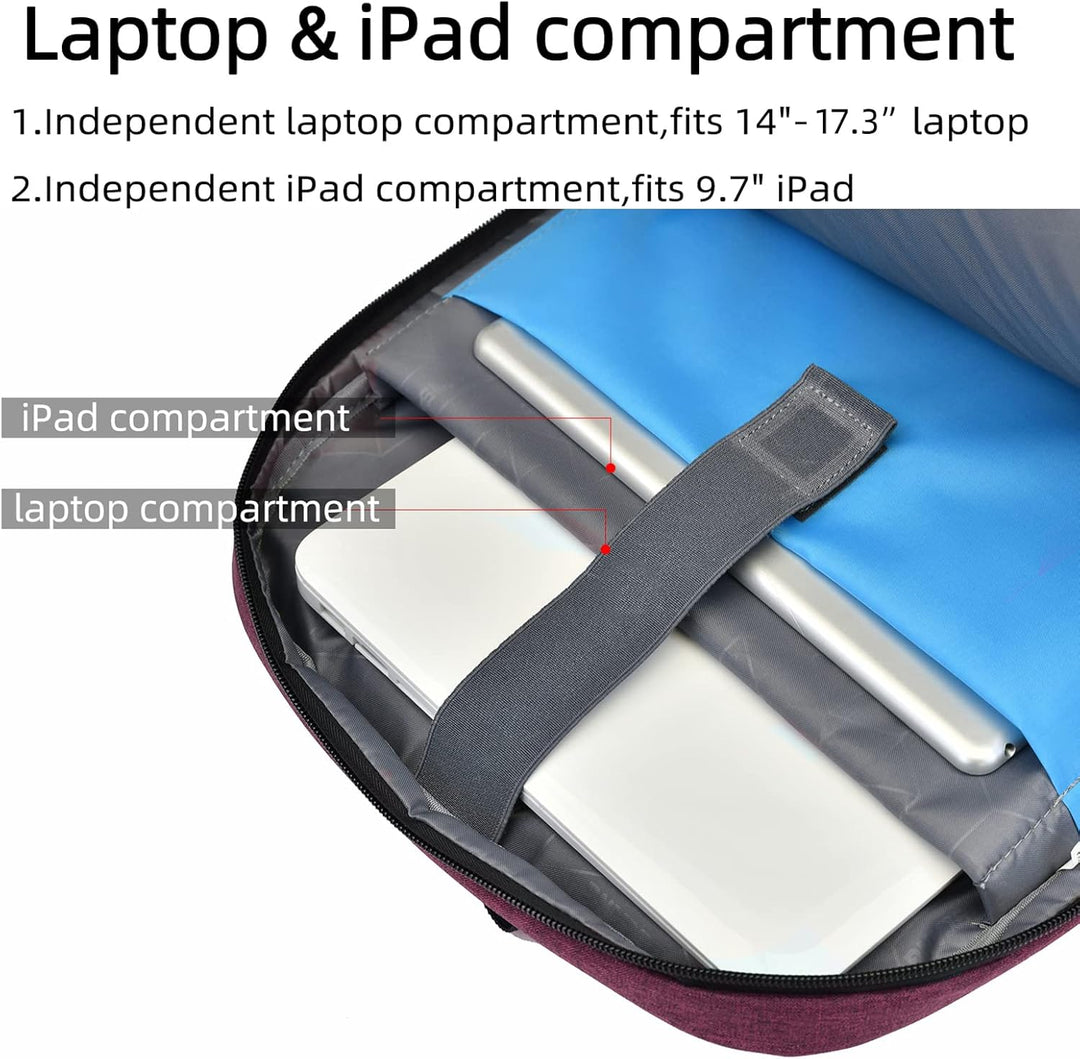 Vanntett reiselaptop-ryggsekk med USB-tilkobling og organisert oppbevaring