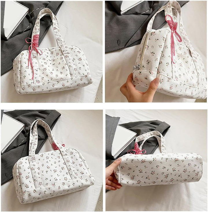 Bow Duffle Bag – Große Canvas-Wochenendtasche mit Bandakzent – Floria