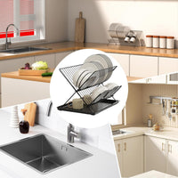 Foldable Dish Drainer – 2-Tier Kitchen Rack with Removable Tray – Kelvra