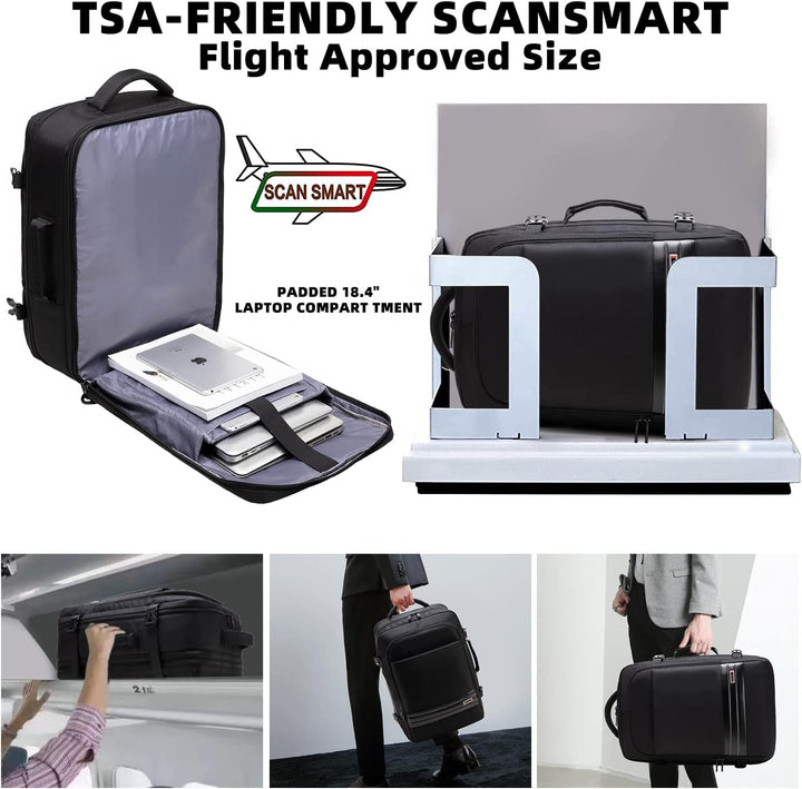 Utvidbar 45–55L vanntett reise-ryggsekk med 46,5 cm laptoplomme