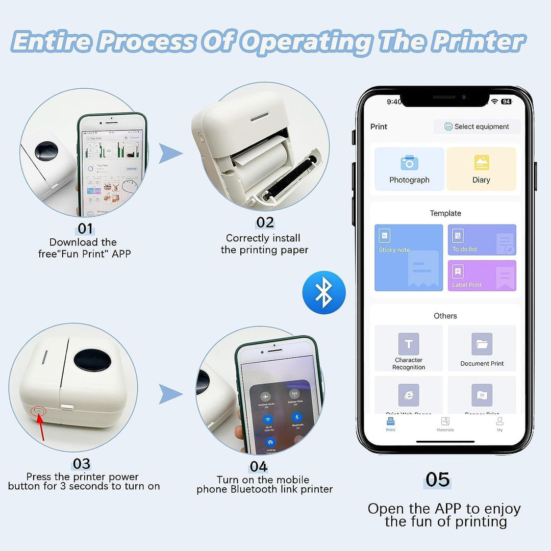 Tragbarer Bluetooth-Etikettdrucker – Tintenfreier Thermodruck