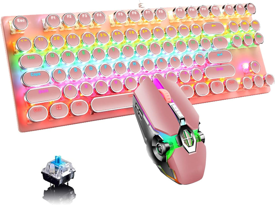 87-tasters mekanisk gaming-tastatur RGB baggrundsbelyst blå kontakter