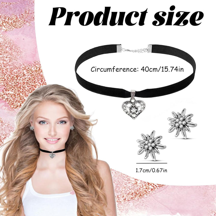 Conjunto de joyería Edelweiß con colgante de corazón – WiesnGlanz Oktoberfest 2025
