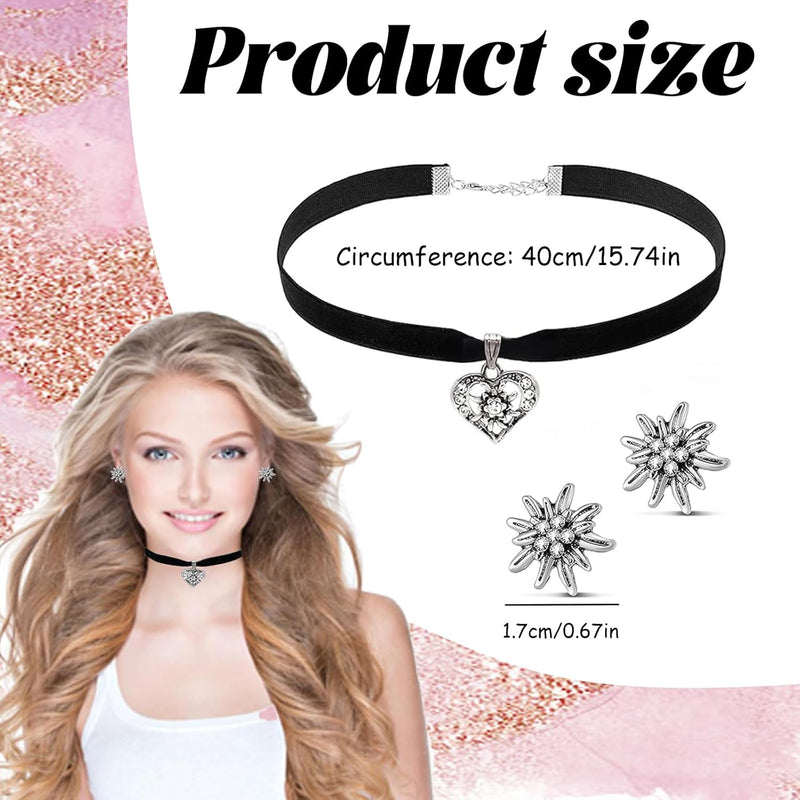 Conjunto de joyería Edelweiß con colgante de corazón – WiesnGlanz Oktoberfest 2025