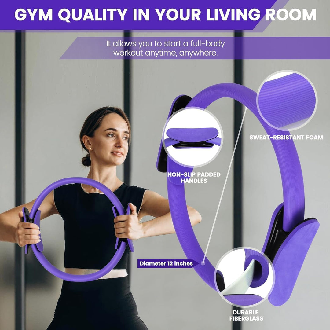 9-piece Pilates set for home with ring, ball, bands, and non-slip socks