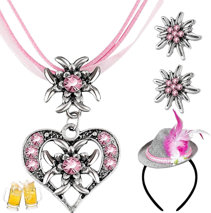 Conjunto de joyería Edelweiß con perlas – TrachtenZauber Oktoberfest 2025